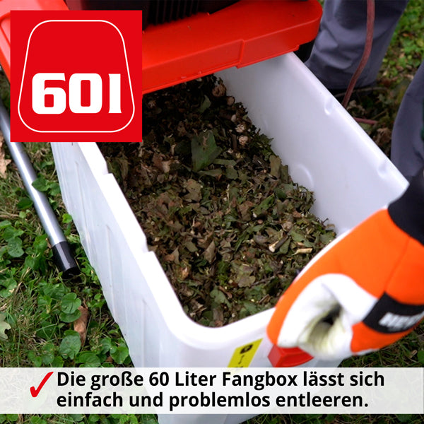 HECHT Elektro Gartenhäcksler 60 Liter Fangbehälter