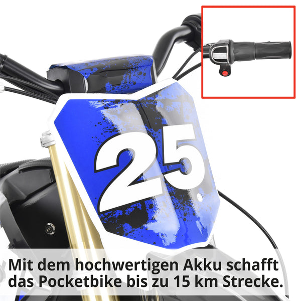 Hecht Kinder Elektro-Motorrad Dirtbike Pocketbike Blau 59100