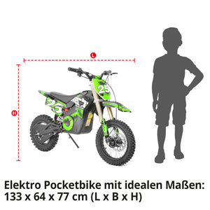 Hecht Kinder Elektro-Motorrad Dirtbike Pocketbike Grün 59100