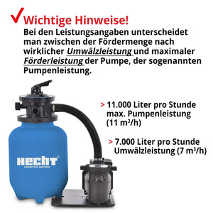 HECHT Sandfilteranlage 302113 7.000 Liter Wasser pro Stunde