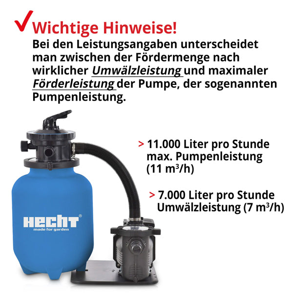 HECHT Sandfilteranlage 302113 7.000 Liter Wasser pro Stunde