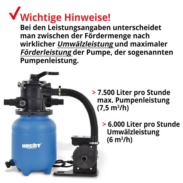 HECHT Sandfilteranlage 302200 6.000 Liter Wasser pro Stunde