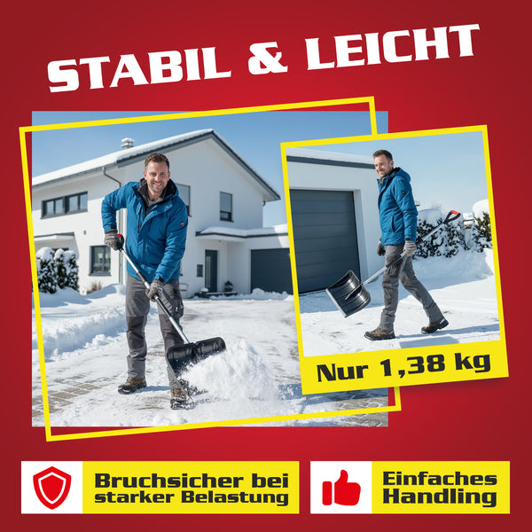 Hecht Teleskop Schneeschaufel 122–155cm – ausziehbar, ergonomische Arbeitshöhe