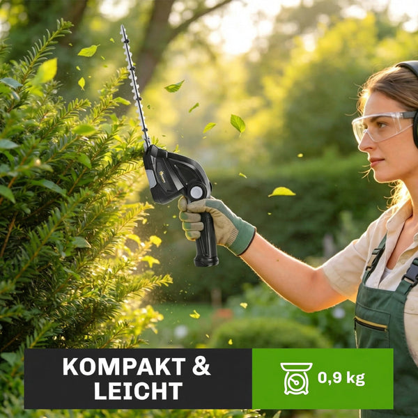 Heckenschere Strauchschere Akku elektrisch 2-in-1 mit Wechselklingen