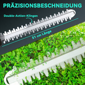 Heckenschere Akku elektrisch mit Schnittlänge für Garten 51cm