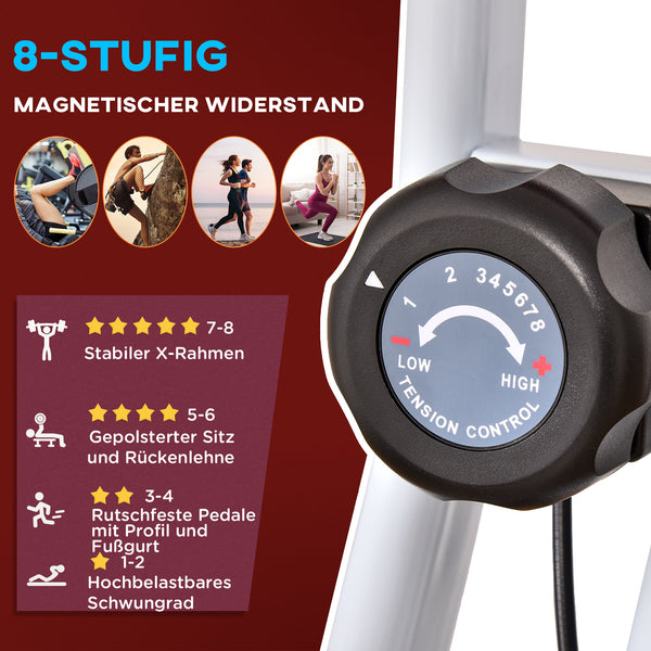 Heimtrainer mit Magnetwiderstand 8 Stufen und LCD-Display
