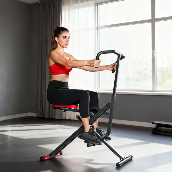 Heimtrainer Fitnessgerät klappbar verstellbar mit Pedalen rot