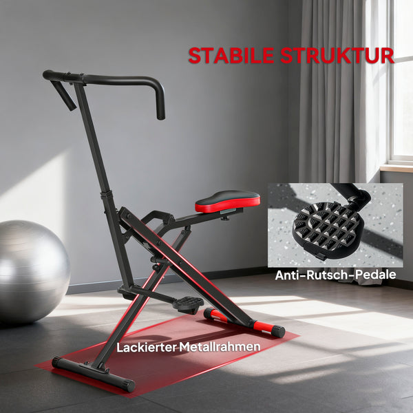 Heimtrainer Fitnessgerät klappbar verstellbar mit Pedalen rot