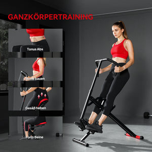 Heimtrainer Fitnessgerät klappbar verstellbar mit Pedalen rot