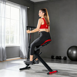 Heimtrainer Fitnessgerät klappbar verstellbar mit Pedalen rot