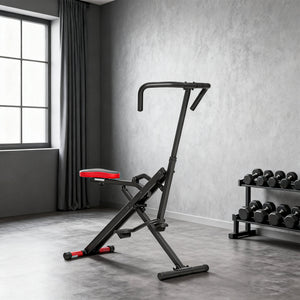 Heimtrainer Fitnessgerät klappbar verstellbar mit Pedalen rot