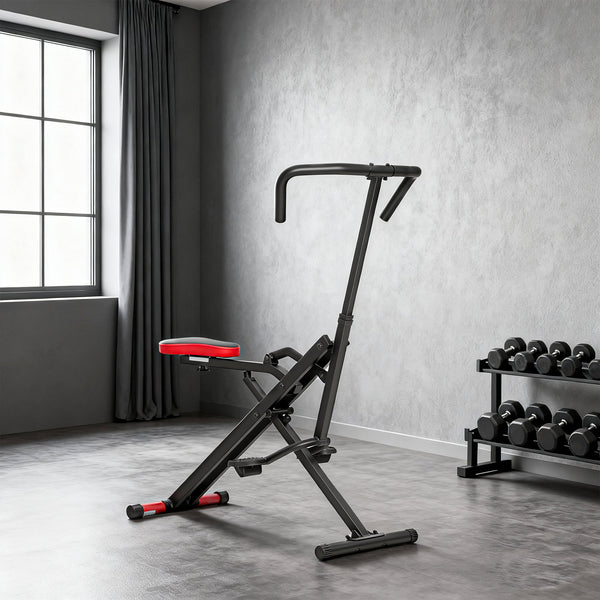 Heimtrainer Fitnessgerät klappbar verstellbar mit Pedalen rot