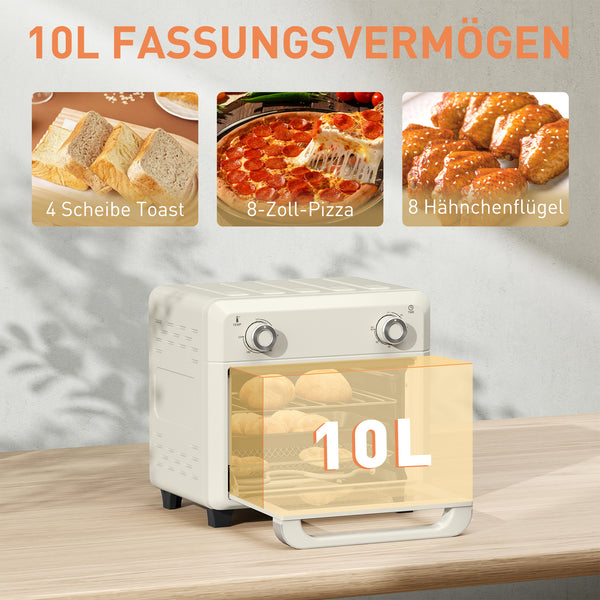 Heissluftfritteuse mit Grill Backen Frittieren Timer 10L 1000W