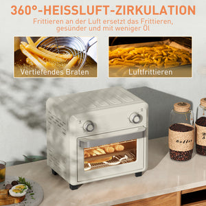 Heissluftfritteuse mit Grill Backen Frittieren Timer 10L 1000W