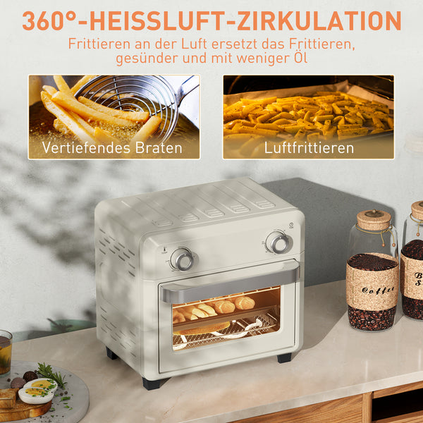 Heissluftfritteuse mit Grill Backen Frittieren Timer 10L 1000W