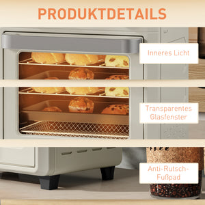 Heissluftfritteuse mit Grill Backen Frittieren Timer 10L 1000W