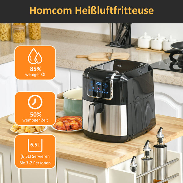 Heissluftfritteuse Airfryer 6,5L 1700W mit LED-Display