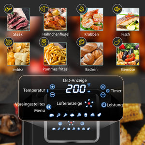 Heissluftfritteuse Airfryer 6,5L 1700W mit LED-Display