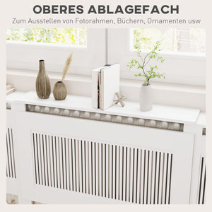 Heizkörperverkleidung verstellbar Lamellendesign MDF weiss