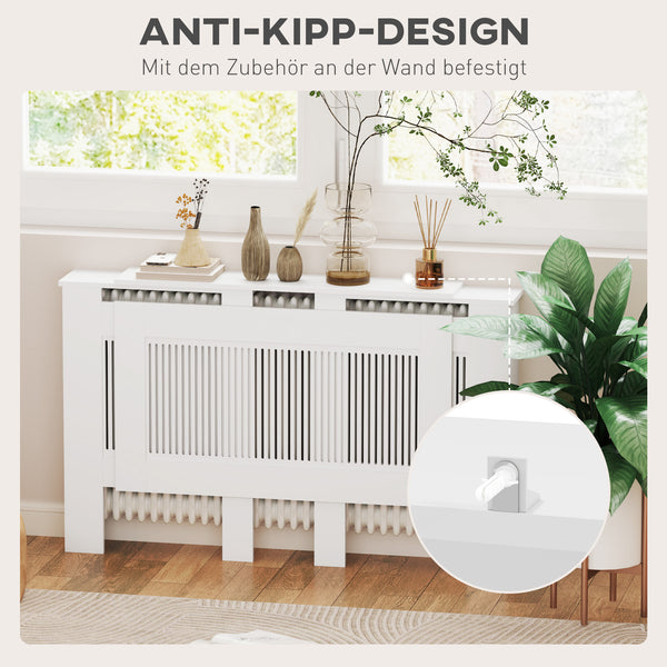 Heizkörperverkleidung verstellbar Lamellendesign MDF weiss