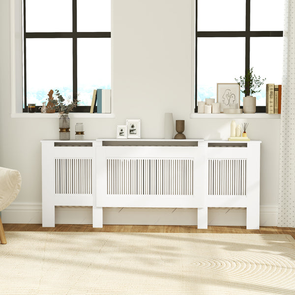 Heizkörperverkleidung verstellbar Lamellendesign MDF weiss