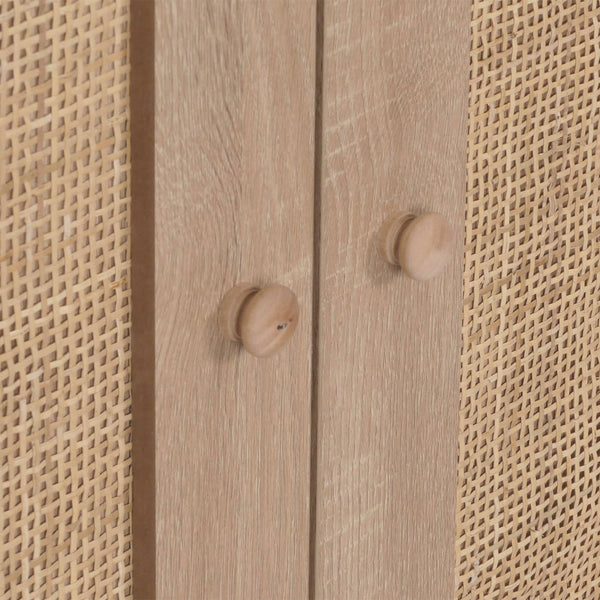 Highboard Kommode Sideboard Kubu Rattan Holz 106x80x41cm Eiche-Optik