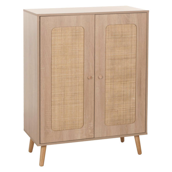 Highboard Kommode Sideboard Kubu Rattan Holz 106x80x41cm Eiche-Optik