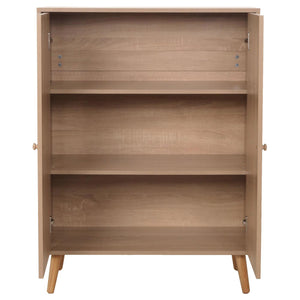 Highboard Kommode Sideboard Kubu Rattan Holz 106x80x41cm Eiche-Optik