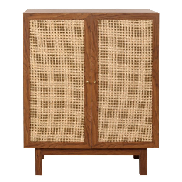 Highboard Kommode Sideboard Kubu Rattan 98x79x42cm Walnuss-Optik