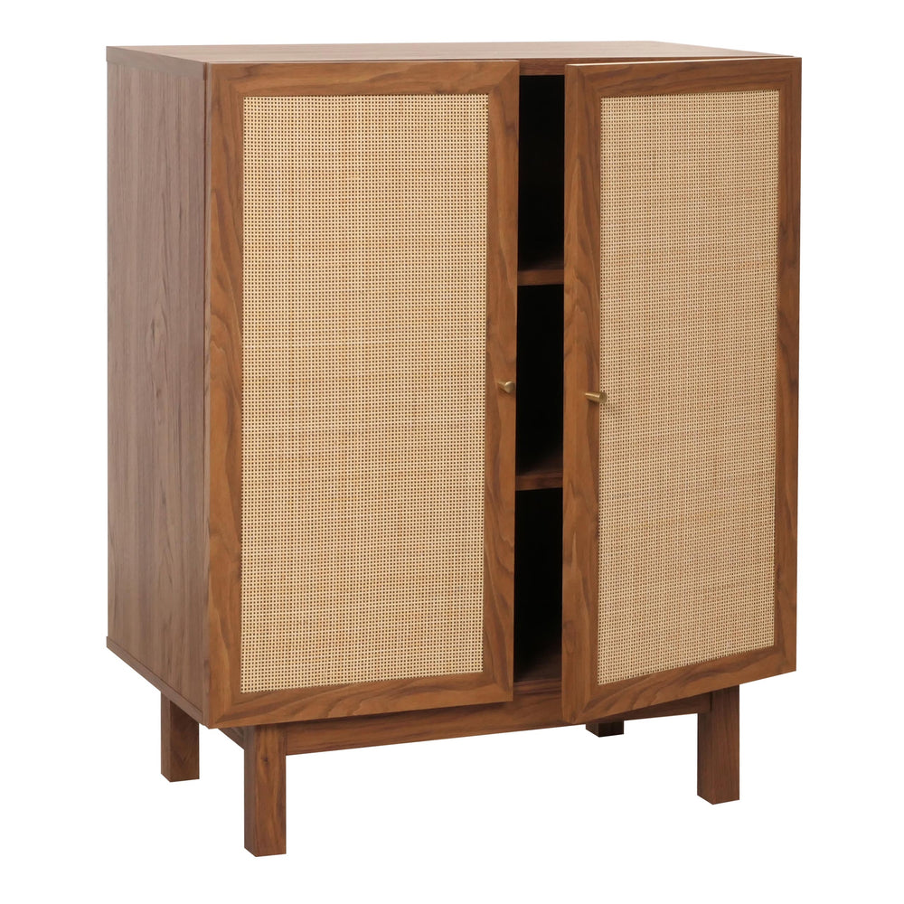 Highboard Kommode Sideboard Kubu Rattan 98x79x42cm Walnuss-Optik