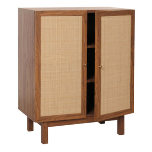 Highboard Kommode Sideboard Kubu Rattan 98x79x42cm Walnuss-Optik