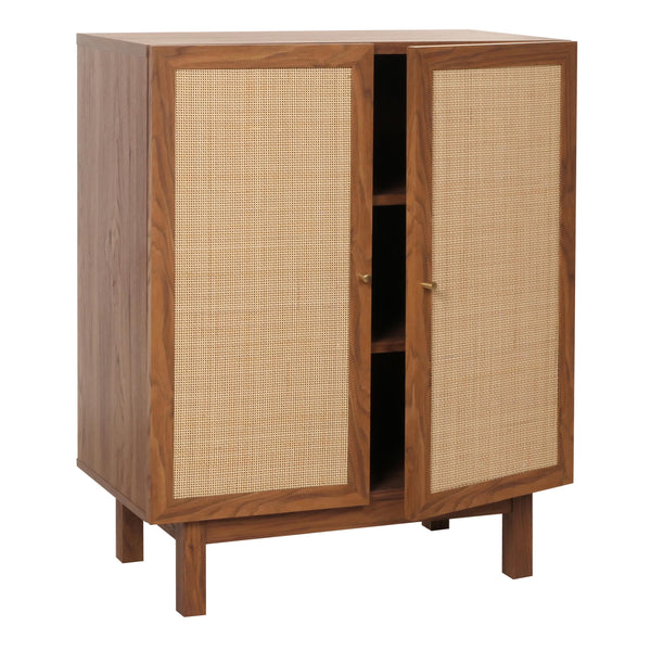 Highboard Kommode Sideboard Kubu Rattan 98x79x42cm Walnuss-Optik