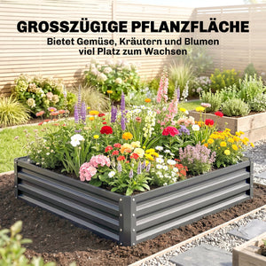 Hochbeet für Garten und Terrasse 120x120x30cm Stahl hellgrau