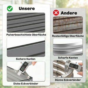 Hochbeet für Garten und Terrasse 120x120x30cm Stahl hellgrau