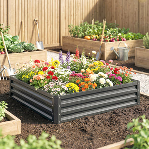 Hochbeet für Garten und Terrasse 120x120x30cm Stahl hellgrau