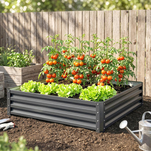 Hochbeet für Garten und Terrasse 120x120x30cm Stahl hellgrau