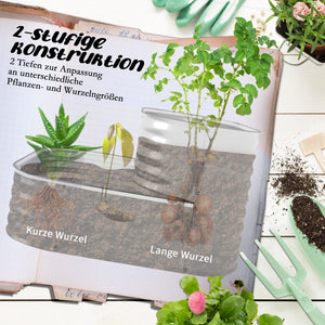 Hochbeet witterungsfest mit offenem Boden 2 Etagen Metall silber