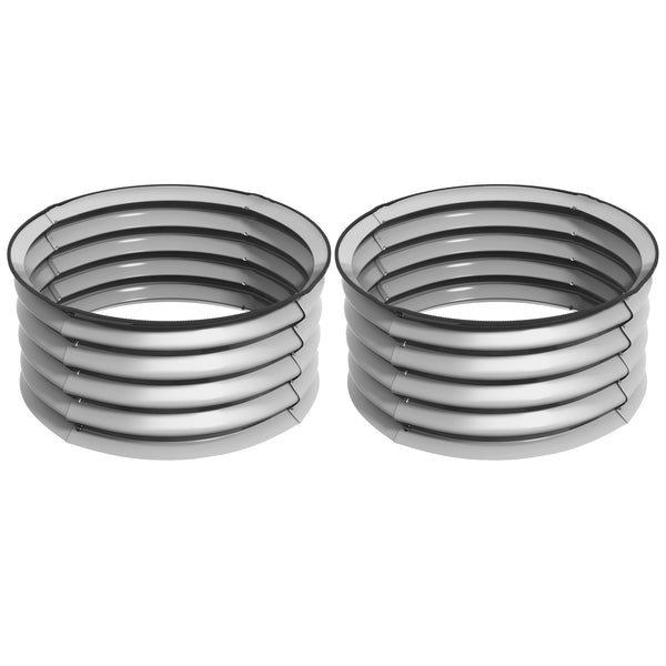 Hochbeet 2er-Set aus Metall mit offenem Boden 60x60x30cm Silber