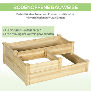 Hochbeet 3-stufig aus Tannenholz für Garten & Balkon Naturfarbe