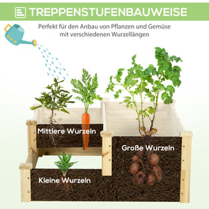 Hochbeet 3-stufig aus Tannenholz für Garten & Balkon Naturfarbe