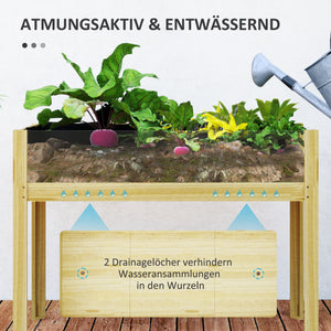 Hochbeet mit Acrylseiten und Wasserabfluss 110x50x80cm Holz