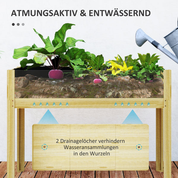 Hochbeet mit Acrylseiten und Wasserabfluss 110x50x80cm Holz