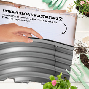 Hochbeet aus Metall mit offenem Boden 105x62x30cm Silber