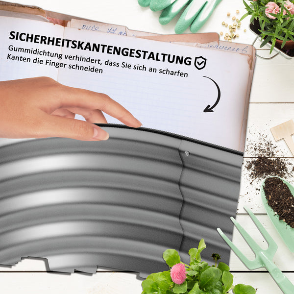 Hochbeet aus Metall mit offenem Boden 105x62x30cm Silber