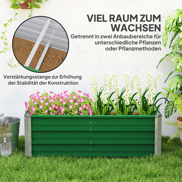 Hochbeet aus Stahl mit Handschuhen 125x47x40cm Grün