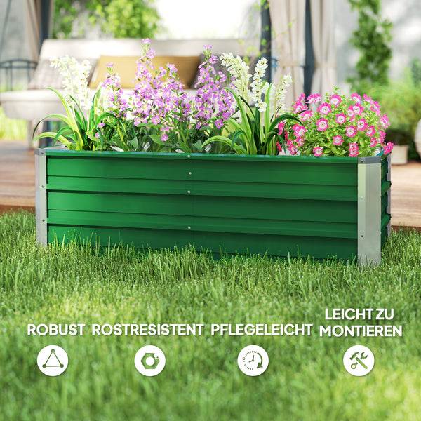 Hochbeet aus Stahl mit Handschuhen 125x47x40cm Grün