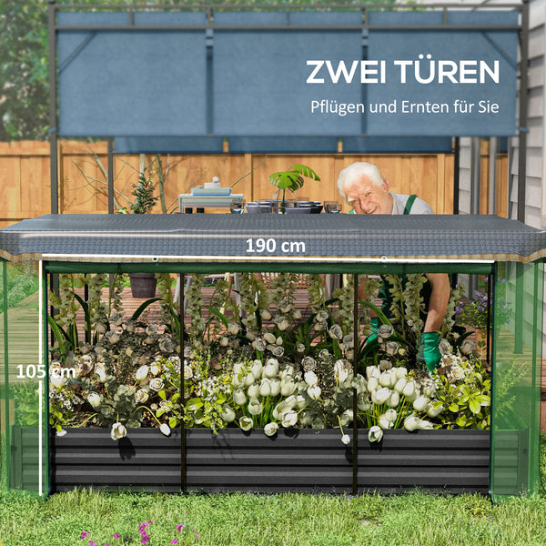 Hochbeet aus Stahl mit Vogelschutznetz 230x110x110cm Dunkelgrau
