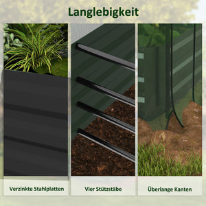 Hochbeet aus Stahl mit Vogelschutznetz 230x110x110cm Dunkelgrau