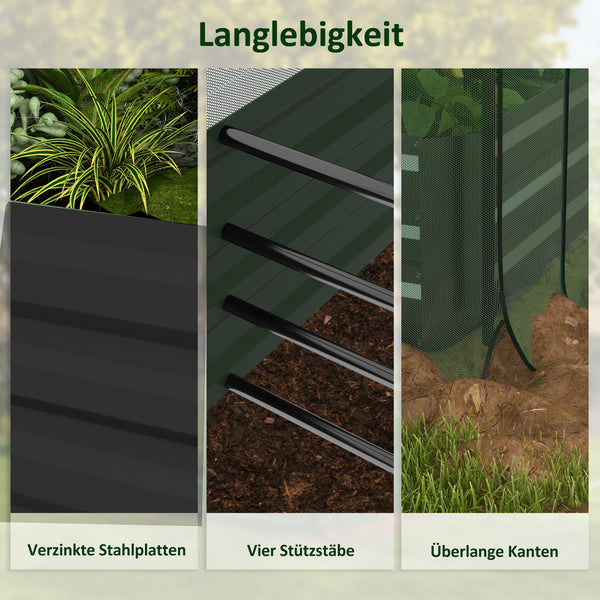 Hochbeet aus Stahl mit Vogelschutznetz 230x110x110cm Dunkelgrau