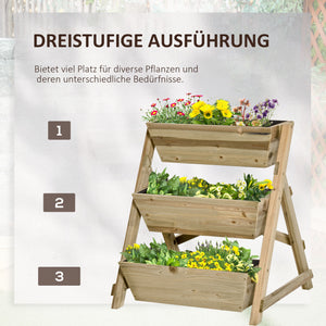 Hochbeet Blumenregal mit 3 Ablagen für Garten und Balkon aus Holz